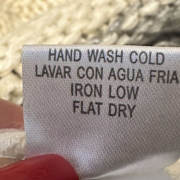 Skies Are Blue Medium Cardigan Open Front Chunky Knit Cream Gray Stripe New - Picture 8 of 9